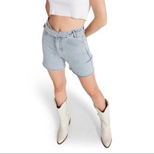 Steve Madden Asymmetrical Distressed Cut Off Jean Shorts